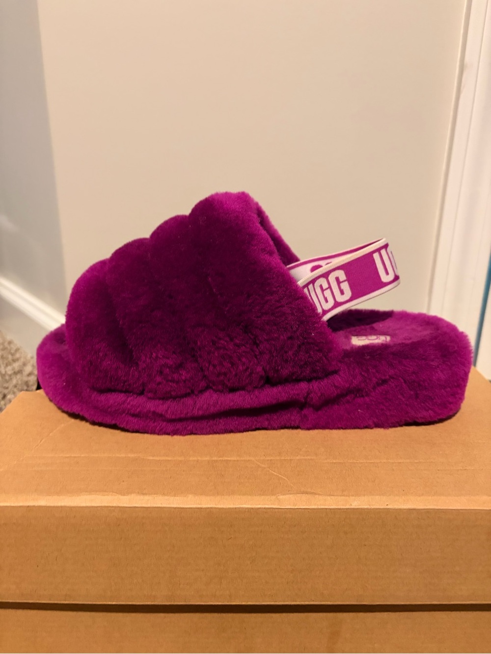 UGG Fluff Yeah Slide in Vibrant Magenta